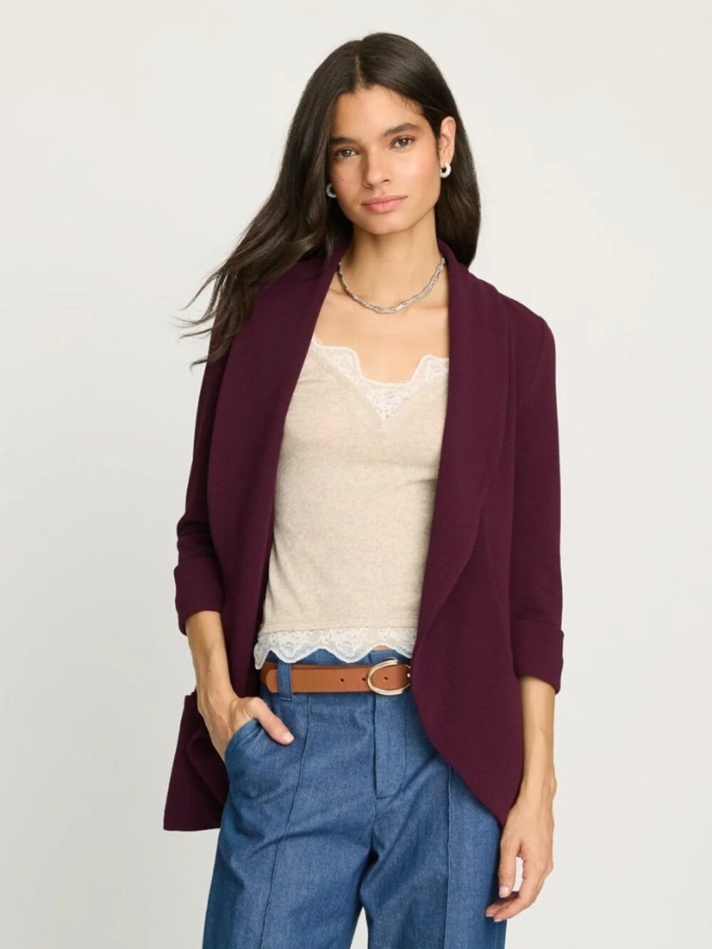 FRENCH MAUVE Women's EUC Melanie Knit Jacket in "Pickled Beet" | Size XL